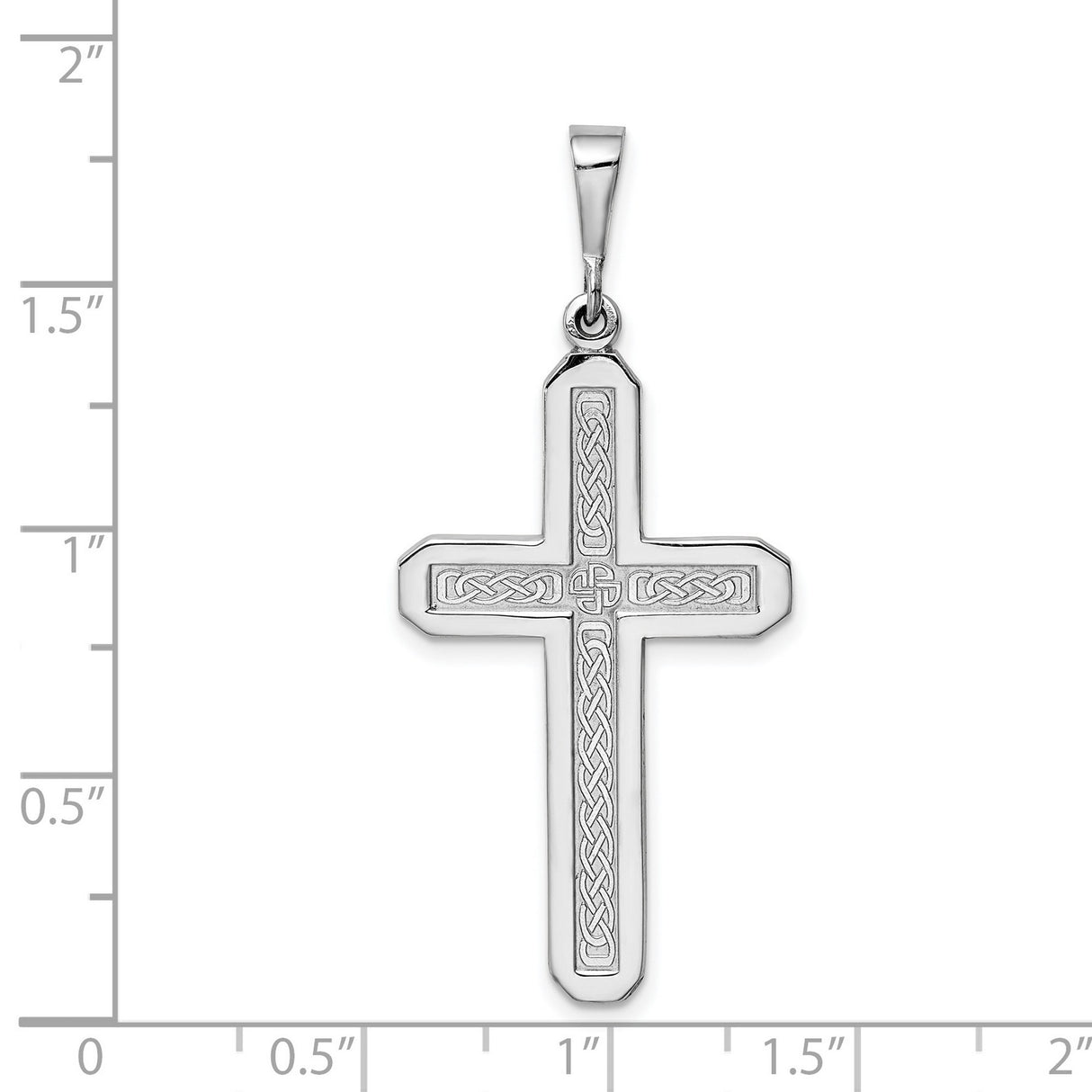 Latin Cross Charm Pendant in Real 14k White Gold