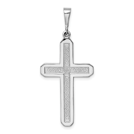 Latin Cross Charm Pendant in Real 14k White Gold