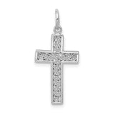 Filigree Style Latin Cross Charm Pendant in Real 14k White Gold