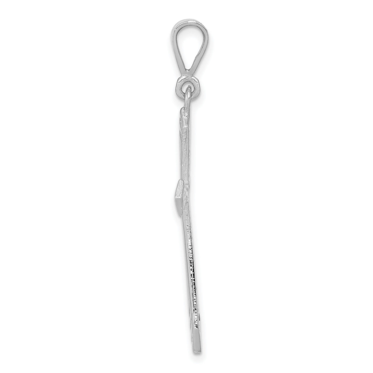 Passion Cross Charm Pendant in Real 14k White Gold