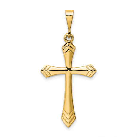 14k Yellow Gold Cross Pendant with Polished Finish, Modern Minimalist Style for Men and Women