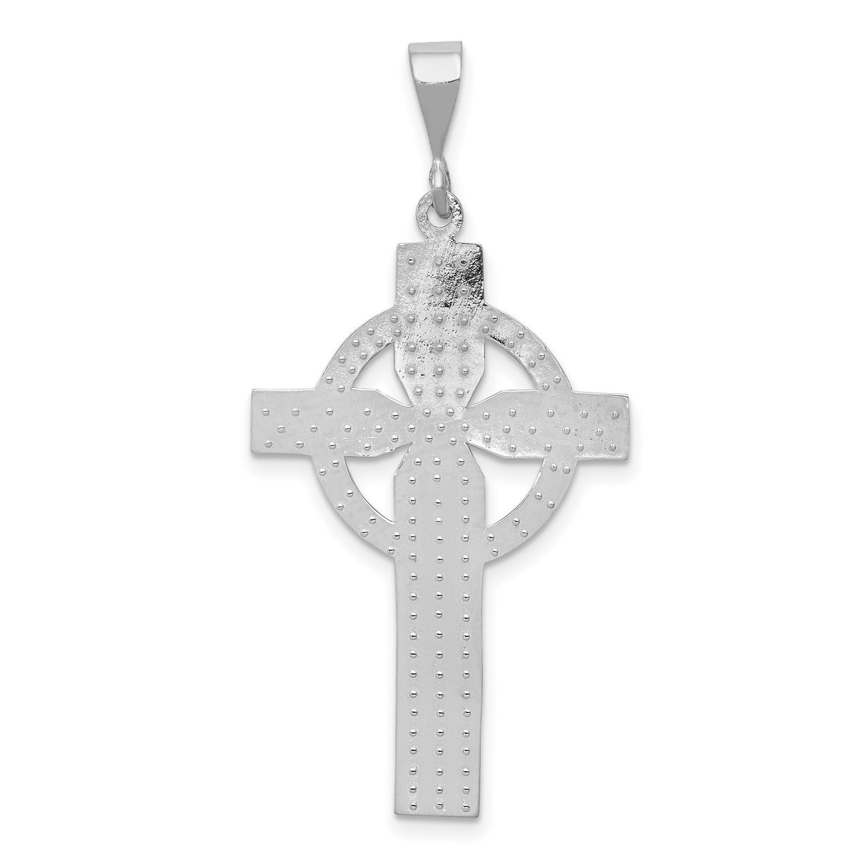 14k White Gold Celtic Cross Pendant with Looped Design and Sunburst Motif