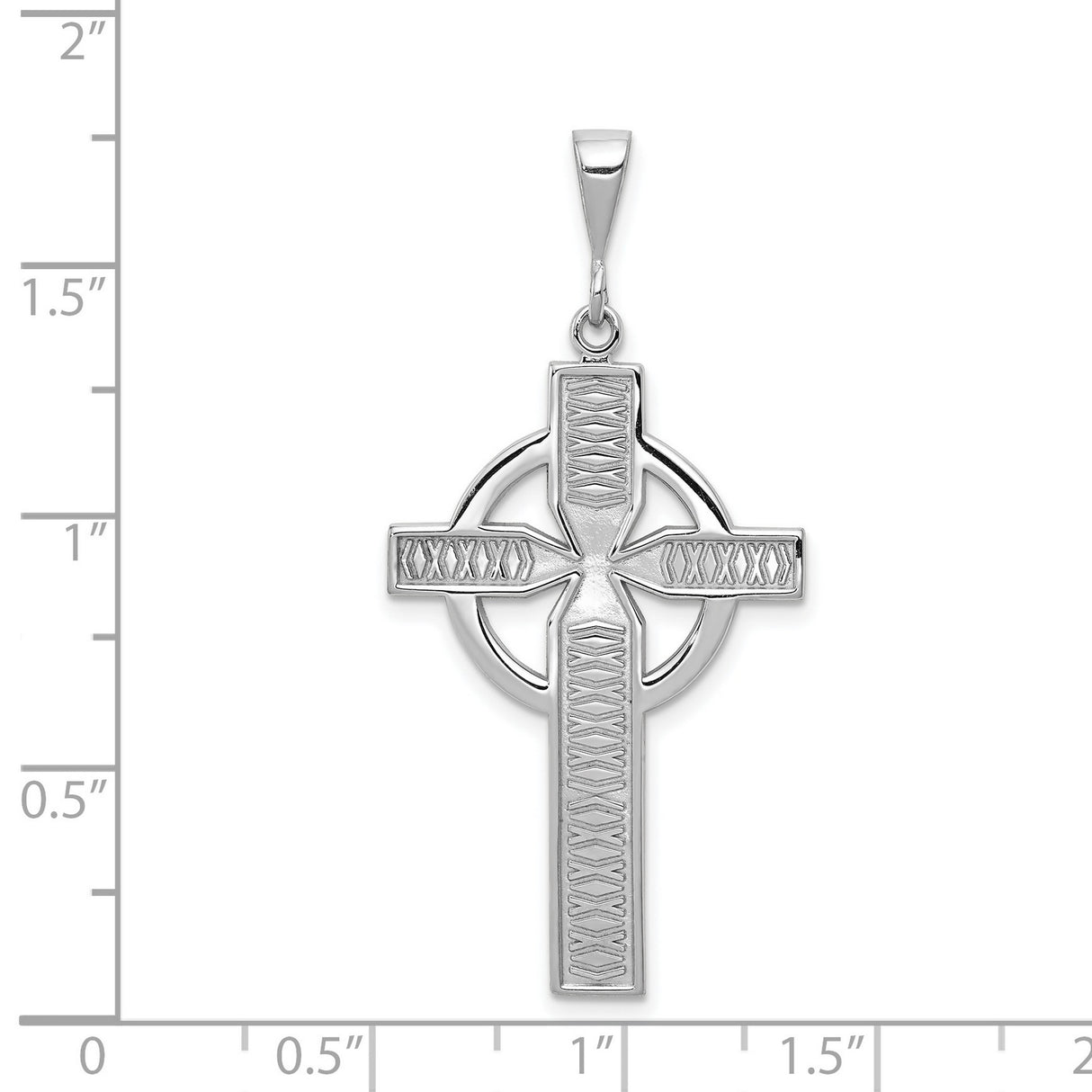 14k White Gold Celtic Cross Pendant with Looped Design and Sunburst Motif