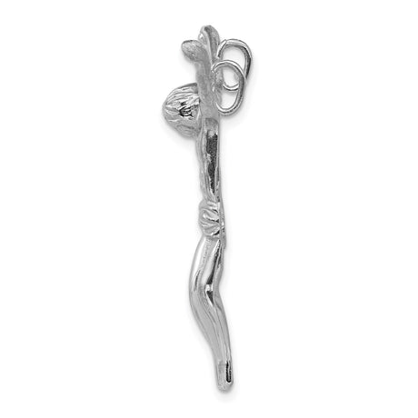 14k White Gold Crucifix Pendant with Jesus on the Cross, Christian Religious Jewelry