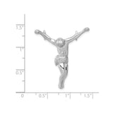 14k White Gold Crucifix Pendant with Jesus on the Cross, Christian Religious Jewelry