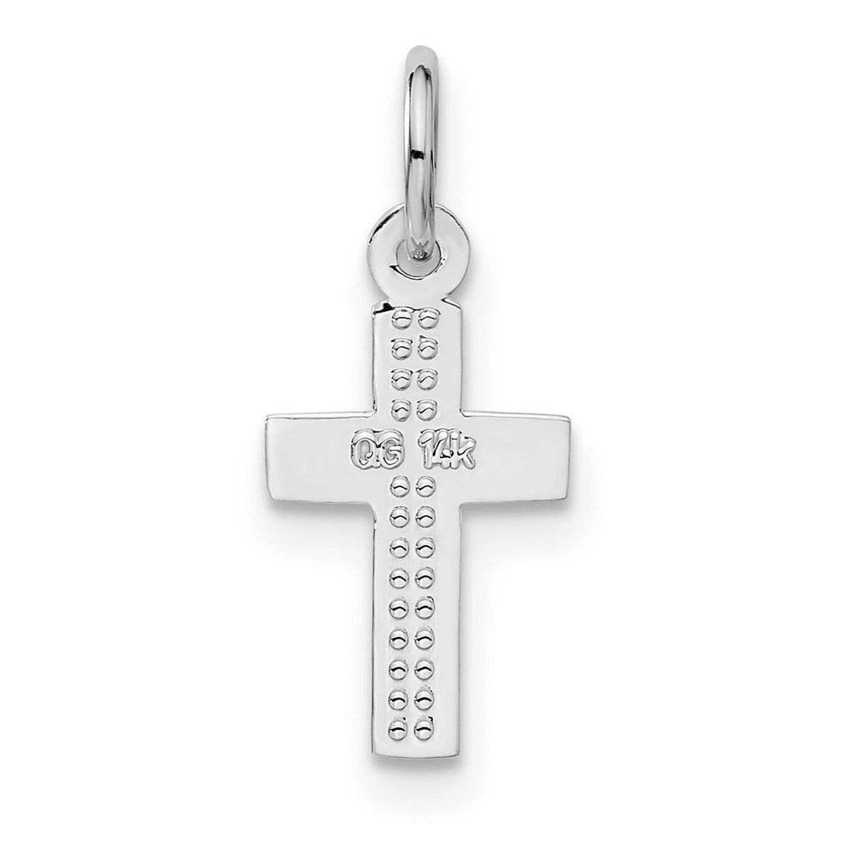 Latin Cross Charm Pendant in Real 14k White Gold