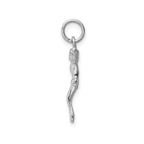 14k White Gold Crucifix Pendant with Jesus Christ Figure, Catholic Religious Charm