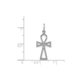 14k White Gold Ankh Cross Pendant, Sleek Geometric Design, Unisex Spiritual Jewelry