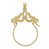 14k Yellow Gold Pendant Holder Earring with Filigree Scroll Design, Baroque Inspired Dangle