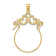 14k Yellow Gold Pendant Holder Earring with Filigree Scroll Design, Baroque Inspired Dangle