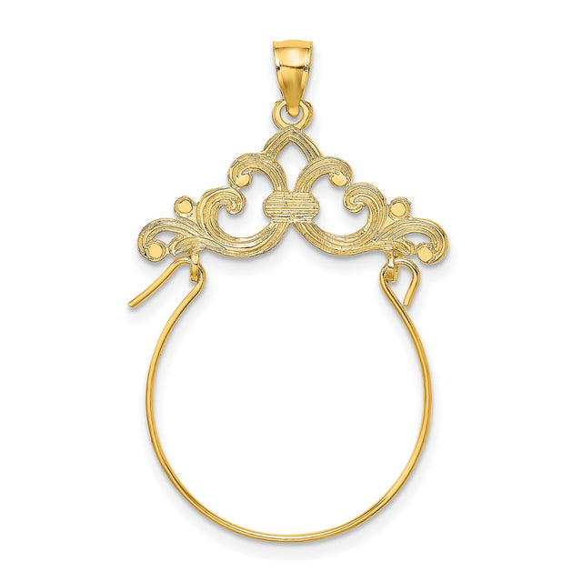 14k Yellow Gold Pendant Holder Earring with Filigree Scroll Design, Baroque Inspired Dangle