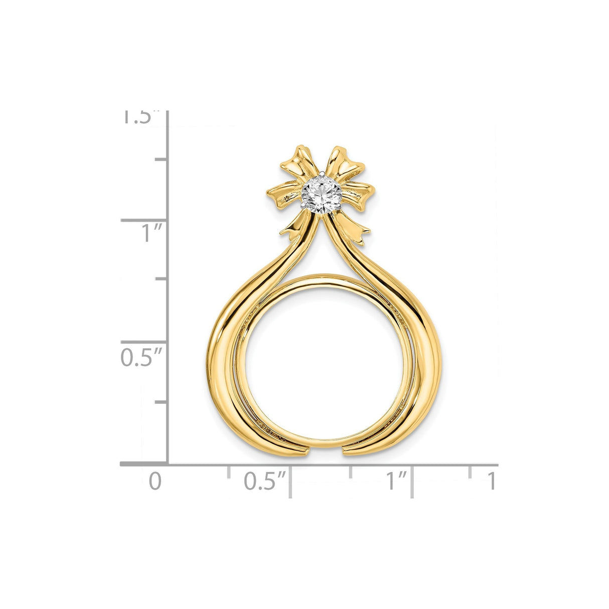 18 mm 14k Multi-Tone Gold coin bezel for 18 mm Coin — size reference (ruler)