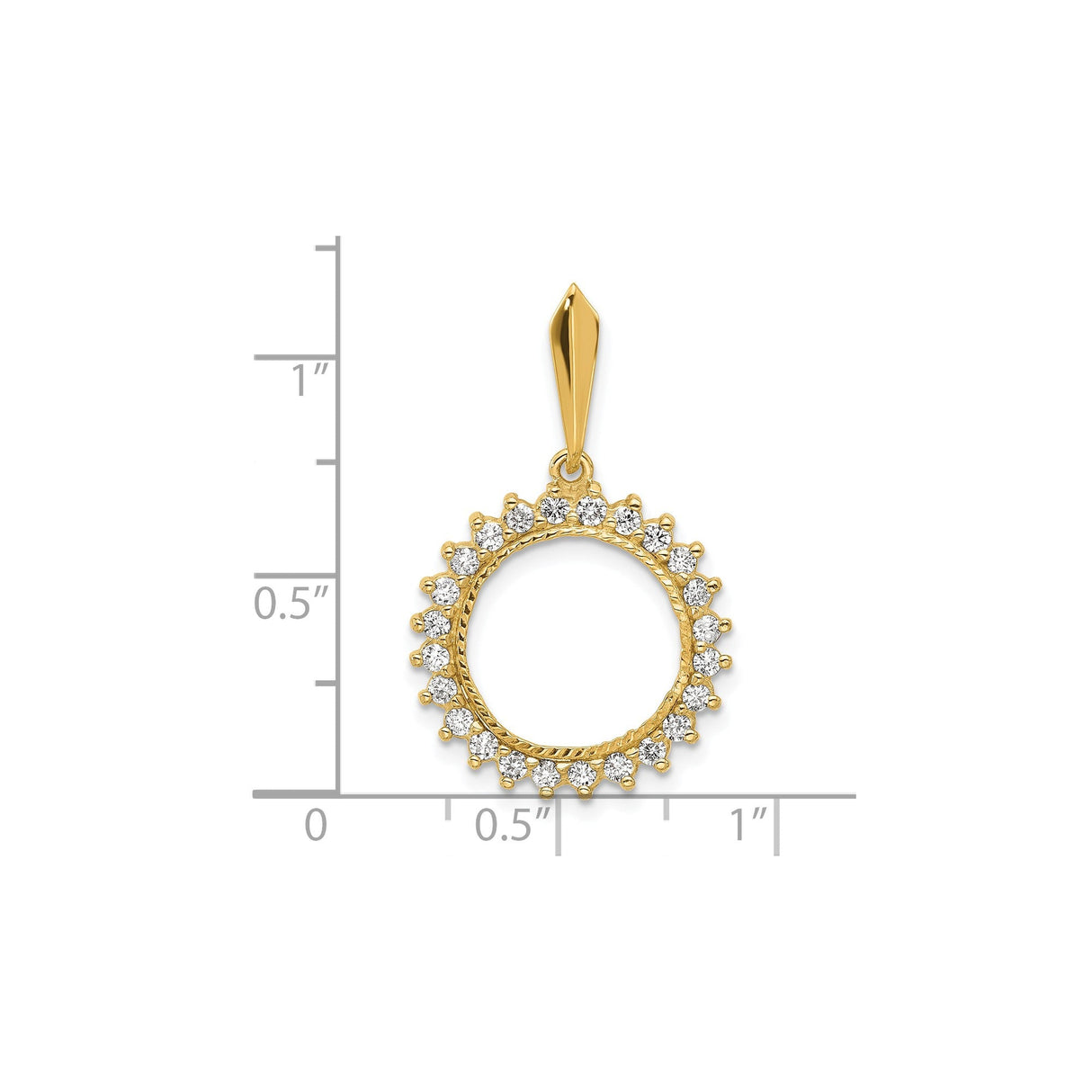 13 mm 14k Multi-Tone Gold coin bezel for 13 mm Coin — size reference (ruler)