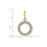 14 mm 14k Multi-Tone Gold coin bezel for 14 mm Coin — size reference (ruler)