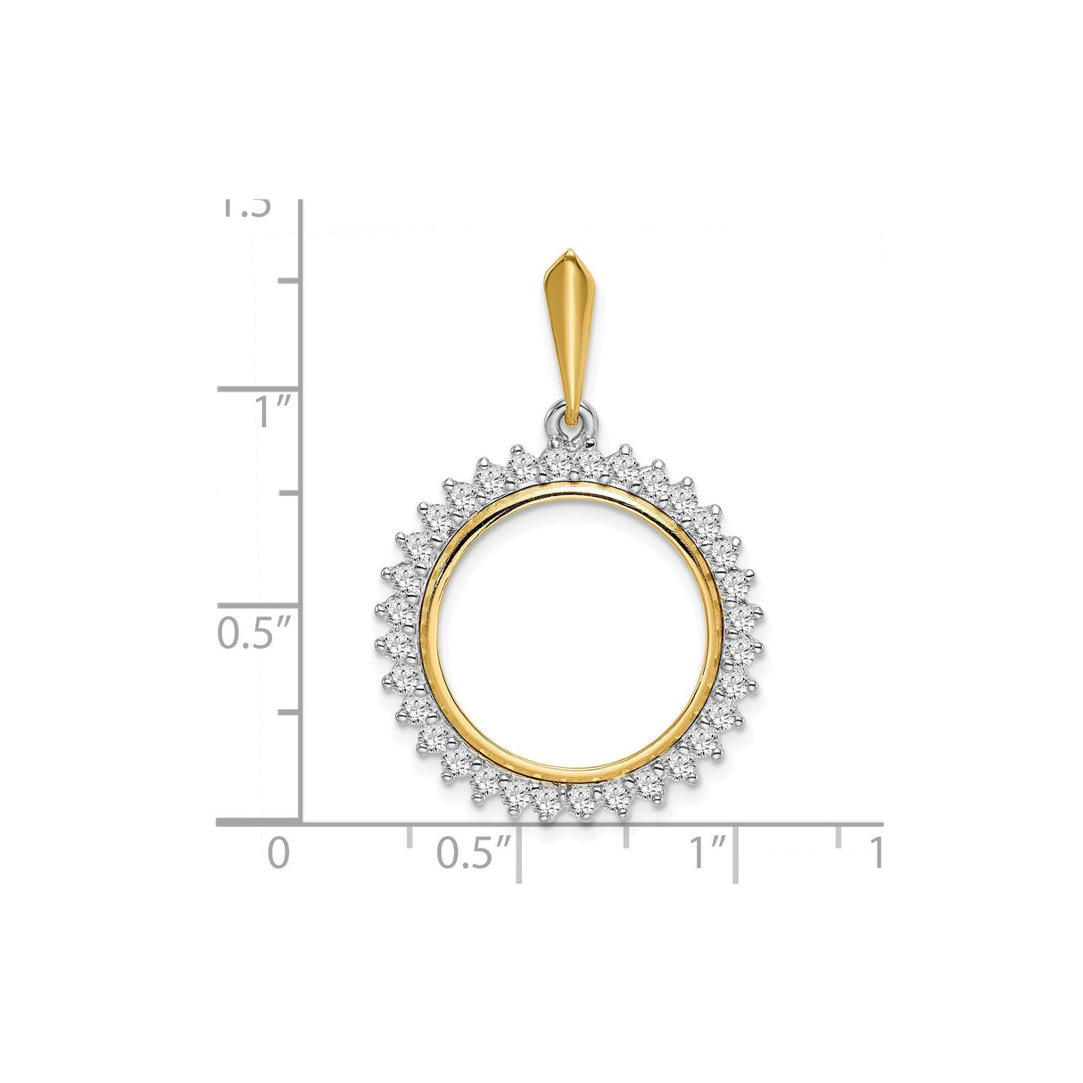 18 mm 14k Multi-Tone Gold coin bezel for 18 mm Coin — size reference (ruler)