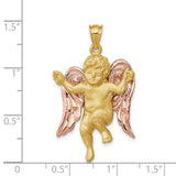 Full Body Cherub Angel with Rose Gold Wings Charm Pendant in Real 14k Multi-Tone Gold