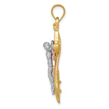 Mariners Crucifix Charm Pendant in Real 14k Multi-Tone Gold