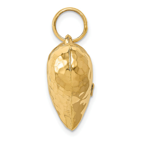 14k Yellow Gold Heart Pendant with Hammered Textured Finish, Minimalist Romantic Charm