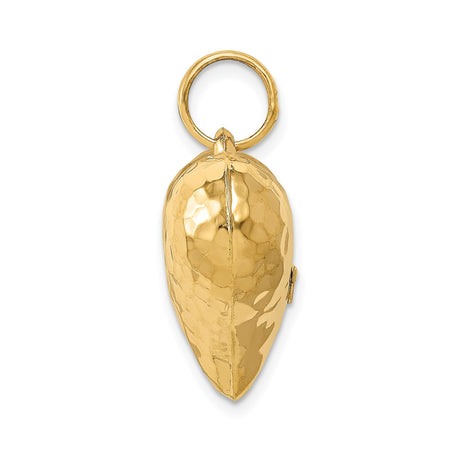 14k Yellow Gold Heart Pendant with Hammered Textured Finish, Minimalist Romantic Charm