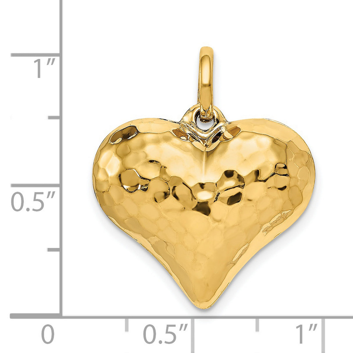 14k Yellow Gold Heart Pendant with Hammered Textured Finish, Minimalist Romantic Charm