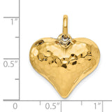 14k Yellow Gold Heart Pendant with Hammered Textured Finish, Minimalist Romantic Charm