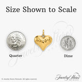 14k Yellow Gold Heart Pendant with Hammered Textured Finish, Minimalist Romantic Charm
