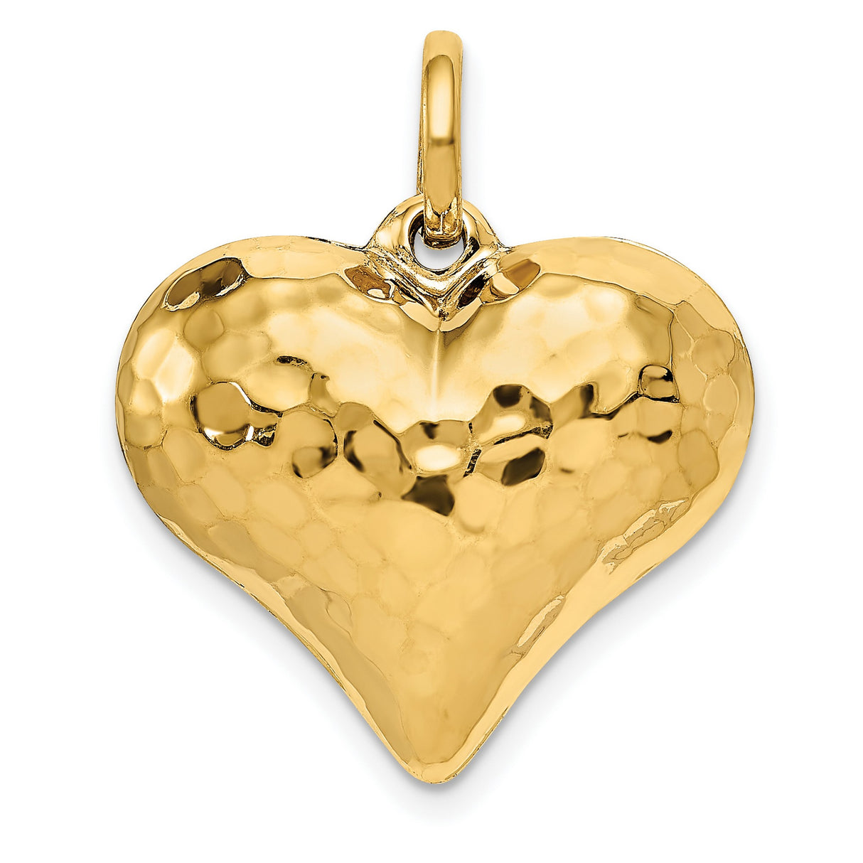 14k Yellow Gold Heart Pendant with Hammered Textured Finish, Minimalist Romantic Charm