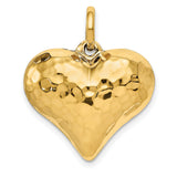 14k Yellow Gold Heart Pendant with Hammered Textured Finish, Minimalist Romantic Charm