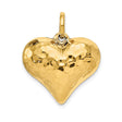 14k Yellow Gold Heart Pendant with Hammered Textured Finish, Minimalist Romantic Charm