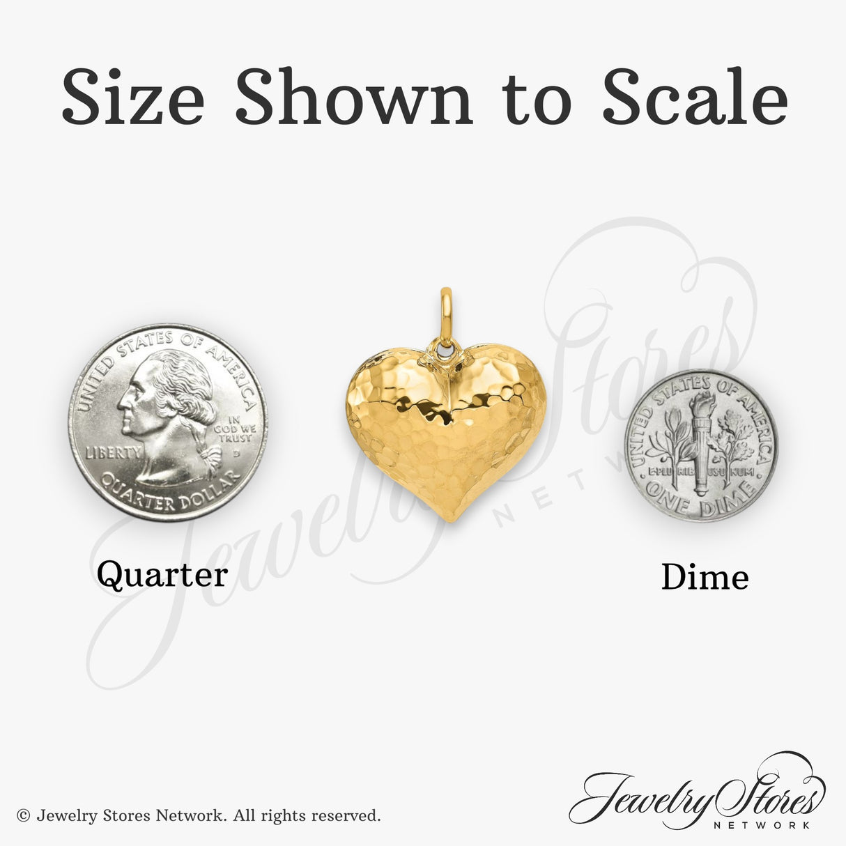 14k Yellow Gold Heart Pendant, Hammered Textured Puffed Charm for Women