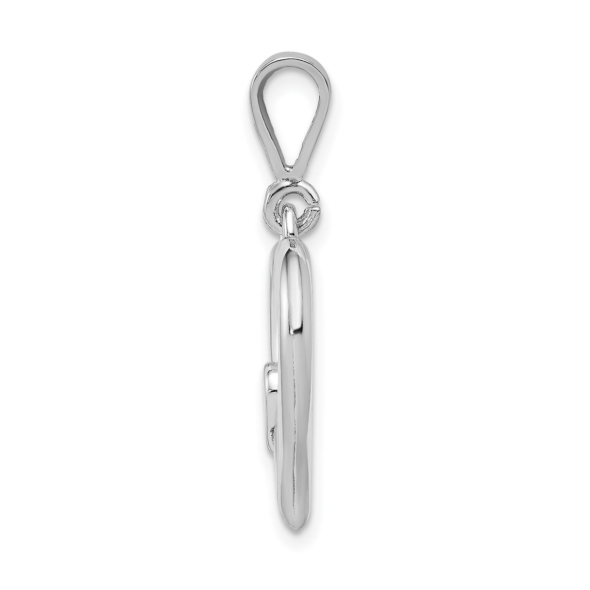 14k White Gold Heart Pendant with Open Design and Brushed Accent