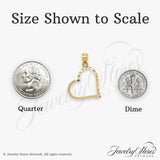 14k Yellow Gold Open Heart Pendant with Diamond Cut and Textured Satin Finish