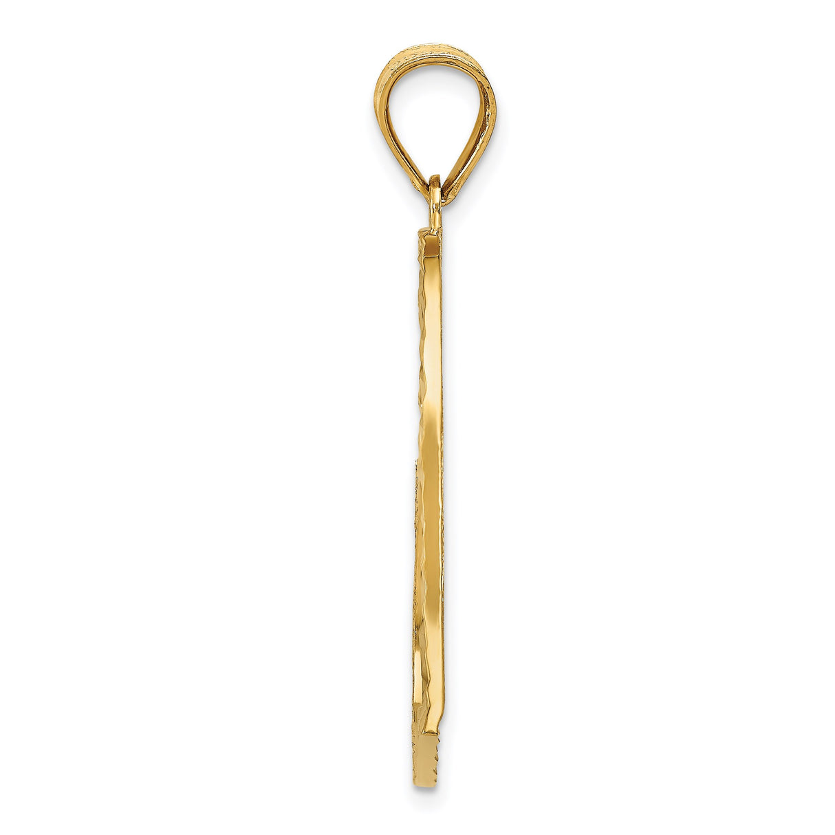 14k Yellow Gold Heart Pendant with Textured and Diamond Cut Finish