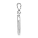14k White Gold Heart Pendant, Open Heart Charm with Smooth Polished Finish for Women
