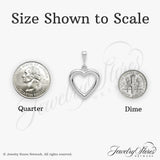 14k White Gold Heart Pendant, Open Heart Charm with Smooth Polished Finish for Women