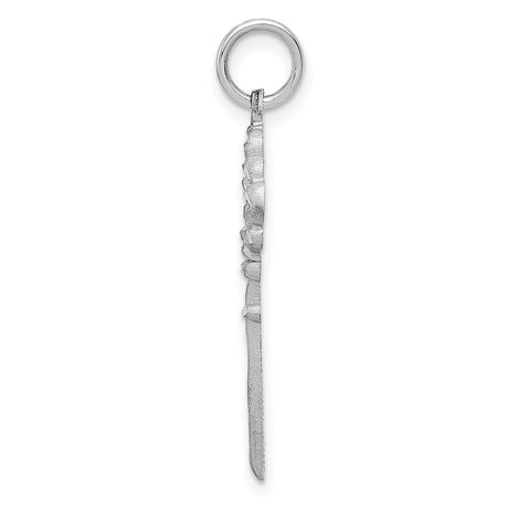 14k White Gold Key Pendant with Open Heart Design, Romantic Charm for Women