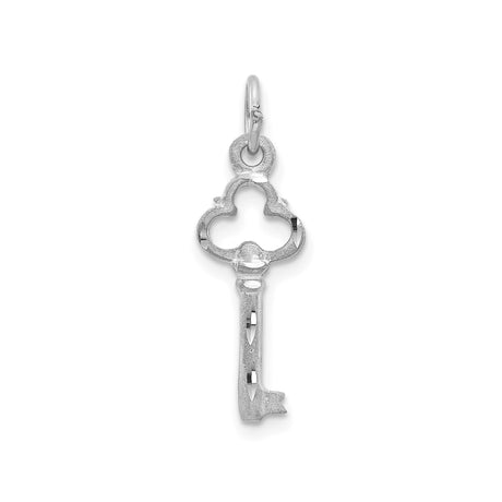 14k White Gold Key Pendant, Vintage Skeleton Key Charm Jewelry for Women