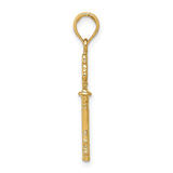 14k Yellow Gold Key Pendant with Openwork Heart Design, Romantic Charm for Women