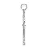14k White Gold Key Pendant with Heart Clover Design, Celtic Inspired Irish Charm Jewelry