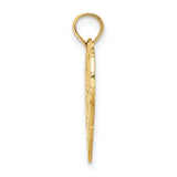 14k Yellow Gold Heart Pendant with Happy Birthday Script and Floral Accents