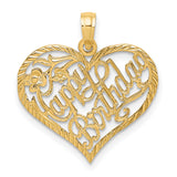 14k Yellow Gold Heart Pendant with Happy Birthday Script and Floral Accents