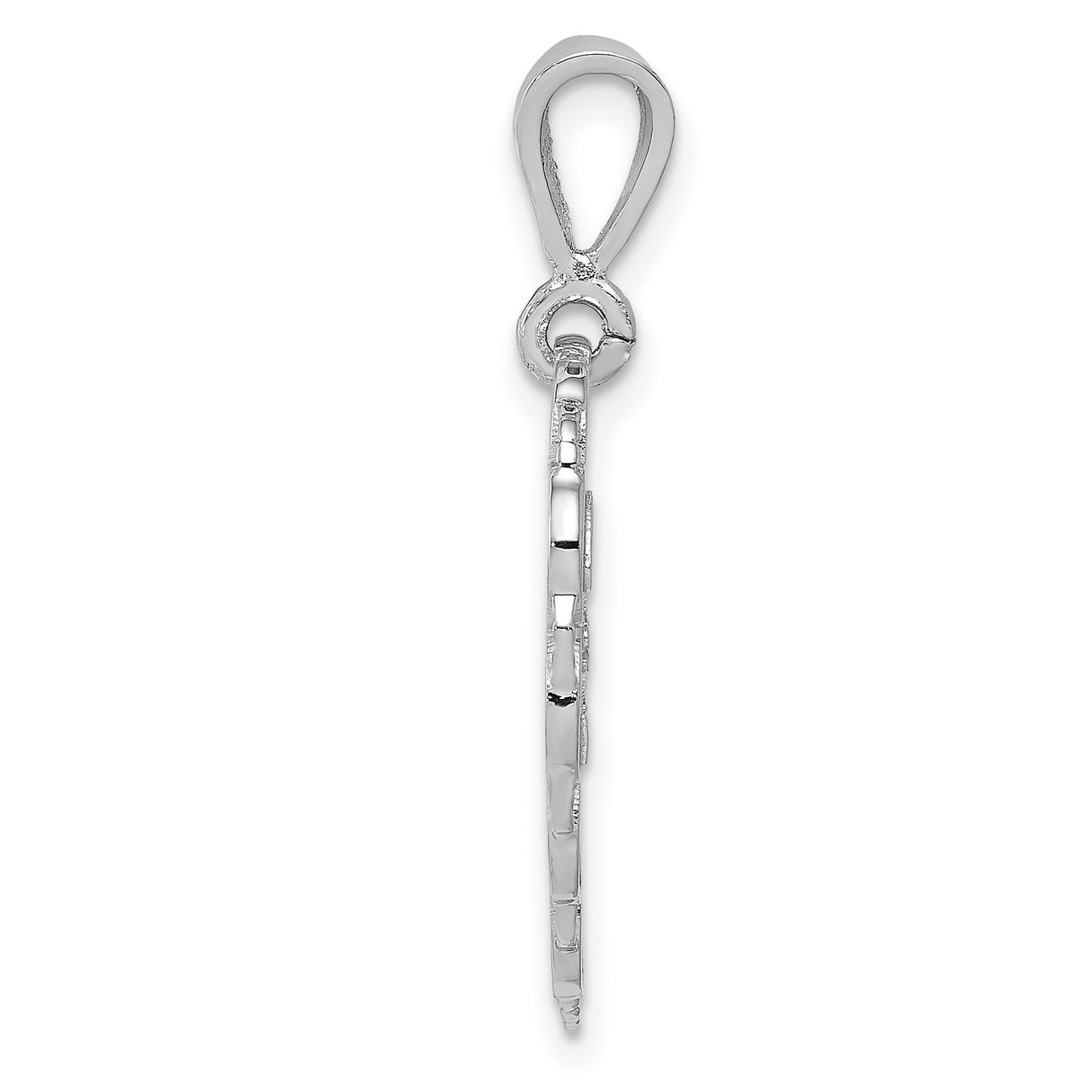 14k White Gold Heart Pendant with 50th Anniversary Engraving and Floral Motif