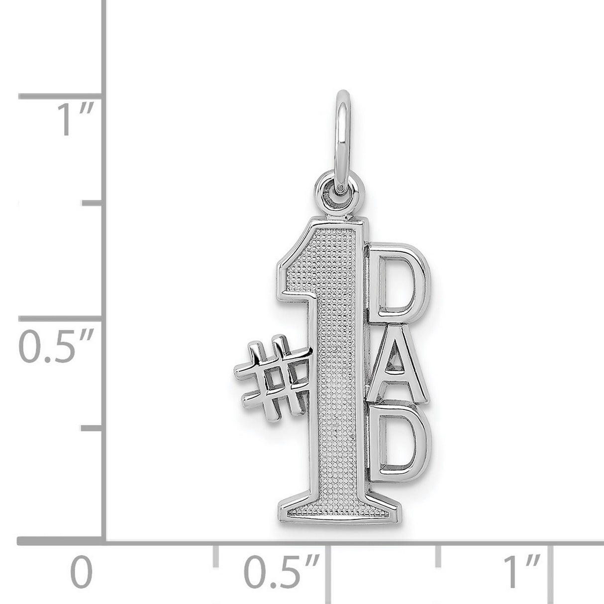 #1 Dad Words Charm Pendant in Real 14k White Gold