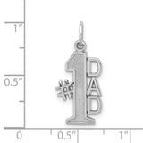 #1 Dad Words Charm Pendant in Real 14k White Gold