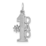 #1 Dad Words Charm Pendant in Real 14k White Gold