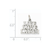 14k White Gold Pendant with Live Love Laugh Phrase, Inspirational Charm for Women