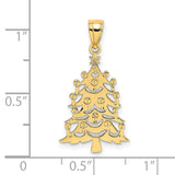 14k Yellow Gold Christmas Tree Pendant with Candle and Ornament Cutouts