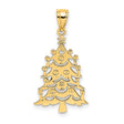 14k Yellow Gold Christmas Tree Pendant with Candle and Ornament Cutouts