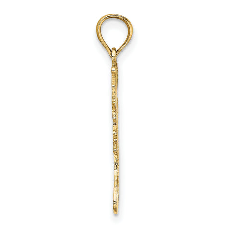 14k Yellow Gold Christmas Stocking Pendant with Holly, Candy Cane, and Toys