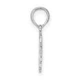 Twin Christmas Bells with Bow Charm Pendant in Real 14k White Gold